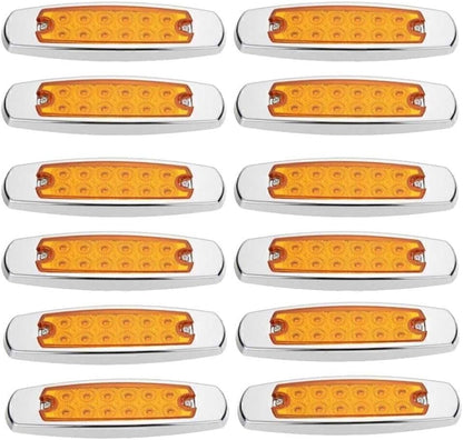 ya 13 9.15 baidi 12pcs Amber 12-LED Side Marker Lamp Fish Shape Freightliner Truck Trailer L