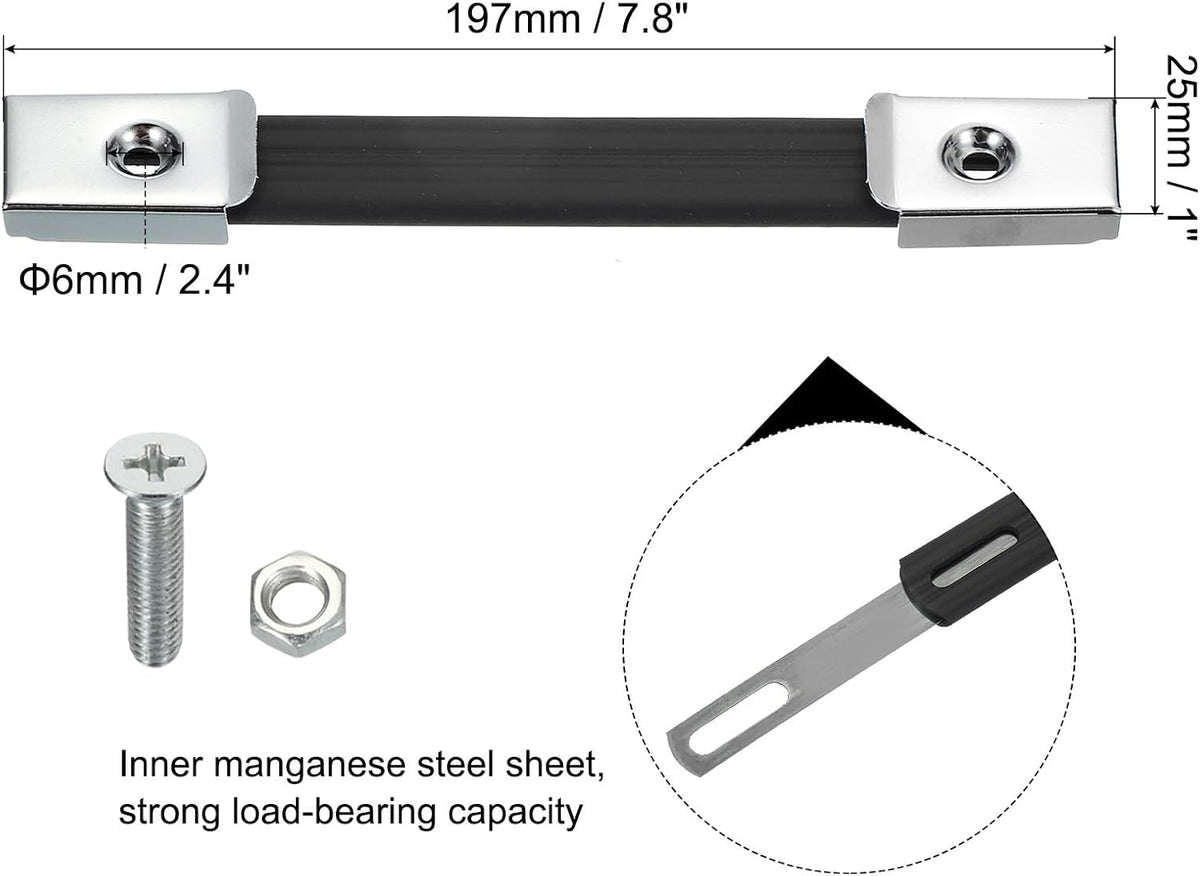 ya 26 10.21 baidi 7.8 Inch Rubber Handle Strap Replacement with Metal End Caps, Silver Tone