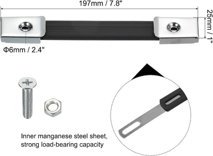 ya 26 10.21 baidi 7.8 Inch Rubber Handle Strap Replacement with Metal End Caps, Silver Tone