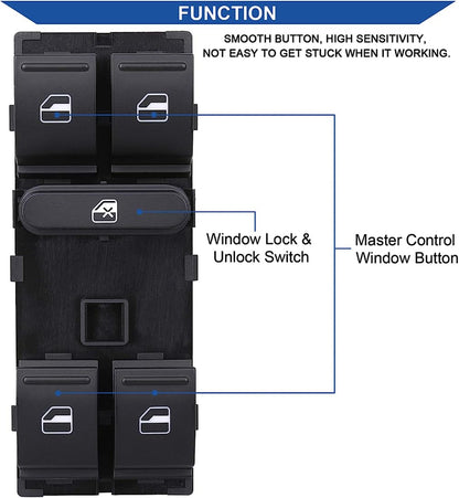 ya 5 8.10 Driver Side Master Power Window Control Switch for 2005-2017 for Jetta for Golf
