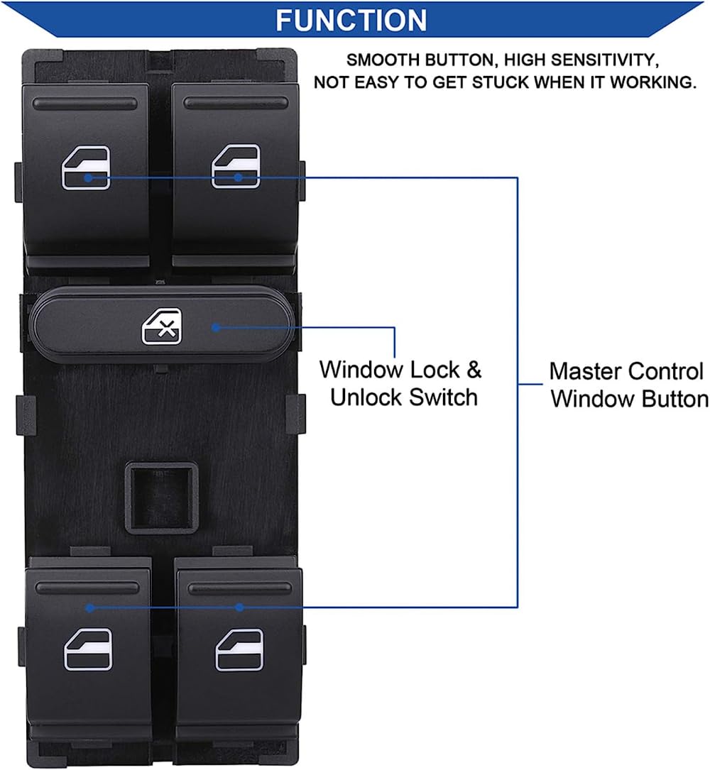 ya 8 8.24 baidi Driver Side Master Power Window Control Switch for 2005-2017 for Jetta for Golf 