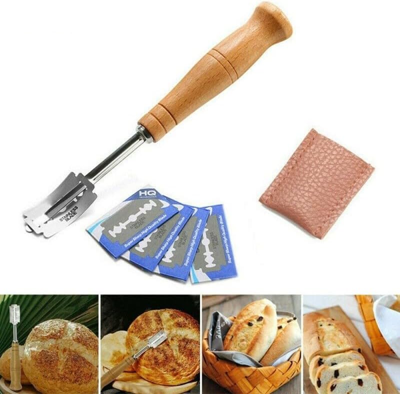 ya 14 9.20 baidi Bakery Bread Baguette Toast Cutting Cutter Tools Wooden Handle-1