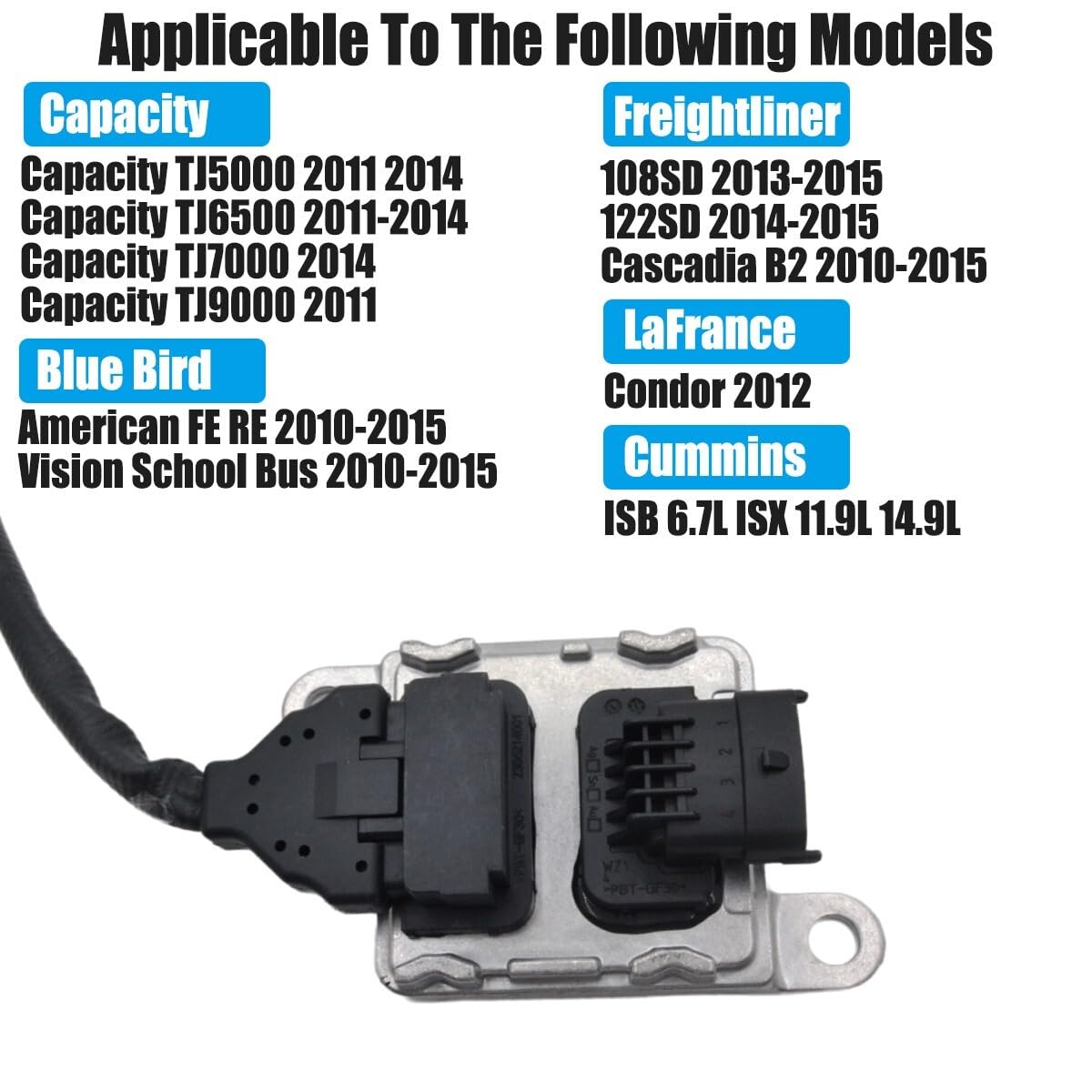 ya 9 10.24 NOx Sensor 5WK96672A 2894943 Compatible with FE RE TJ5000-TJ9000 ISB-