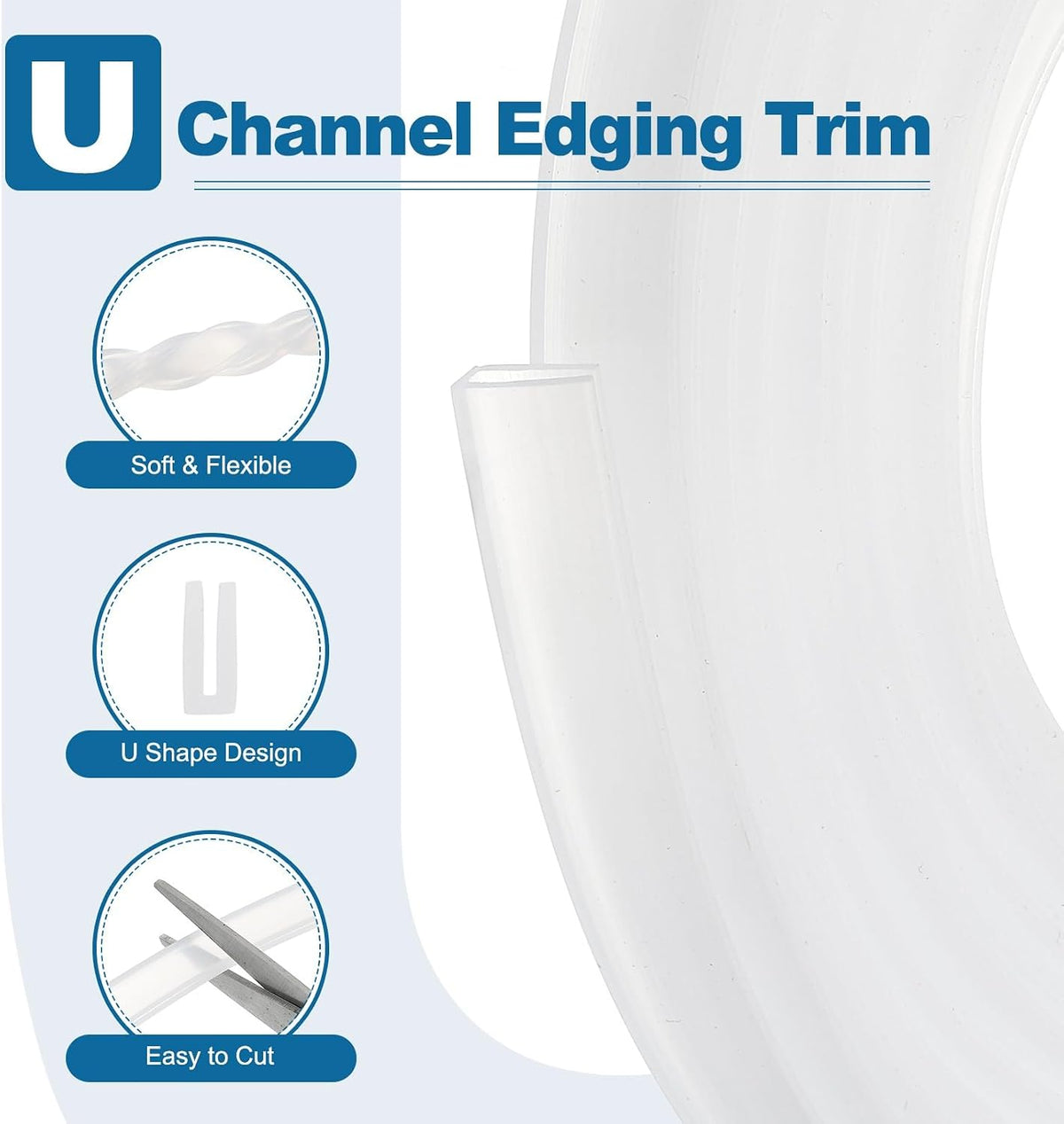 ya 26 10.21 baidi U Channel Edging Trim, 26.2 ft 0.47Wx0.04Tx0.16H Sheet Ed Guard Protector