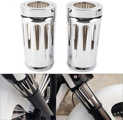 ya 28 10.13 zhengce Chrome Fork Boot Slider Cover Cow Bell Fit for Harley Touring Glide Trike86