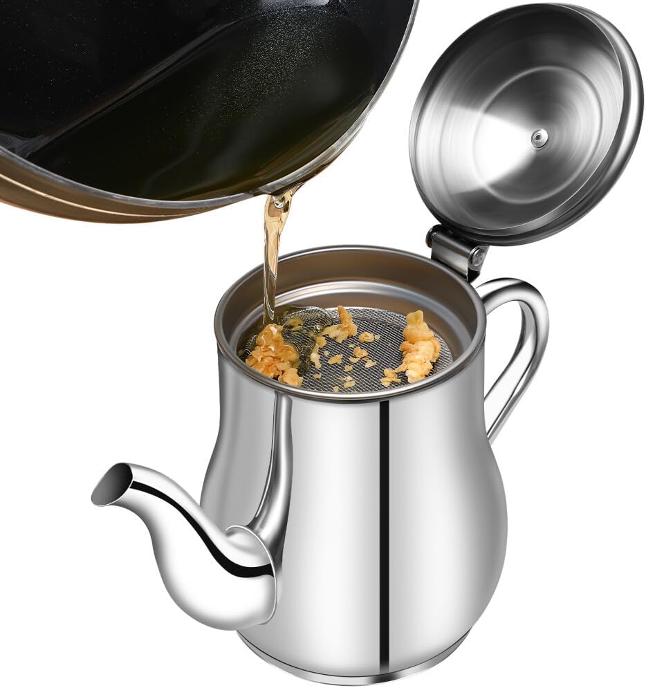 ya 14 9.20 baidi Oil Strainer Pot Bacon Grease Container Oil Dispenser with Removable Strainer-1