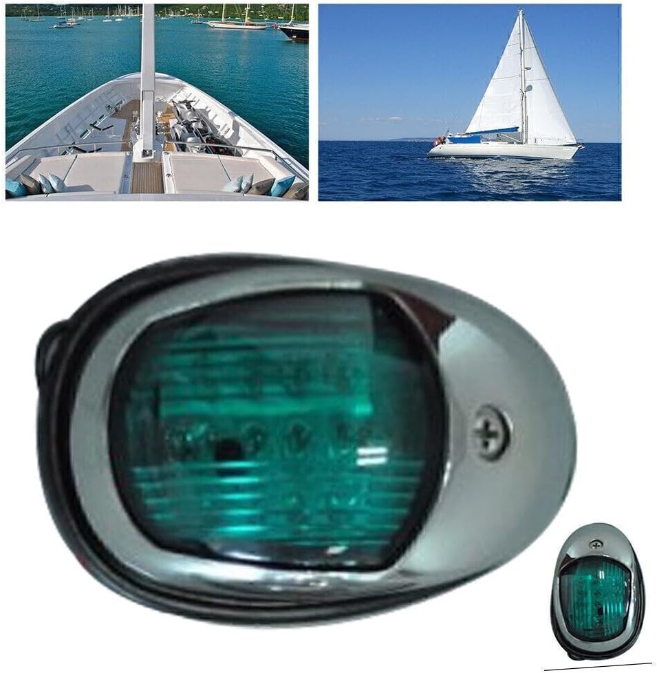 ya 4 8.24 baidi 1x 12V Green Marine Boat Yacht Pontoon Stainless Steel LED Bow Navigation Light