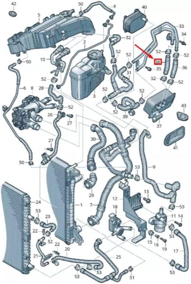 ya 11 9.14 baidi4K0121448N Engine Coolant Hose for Audi A6 4A C8