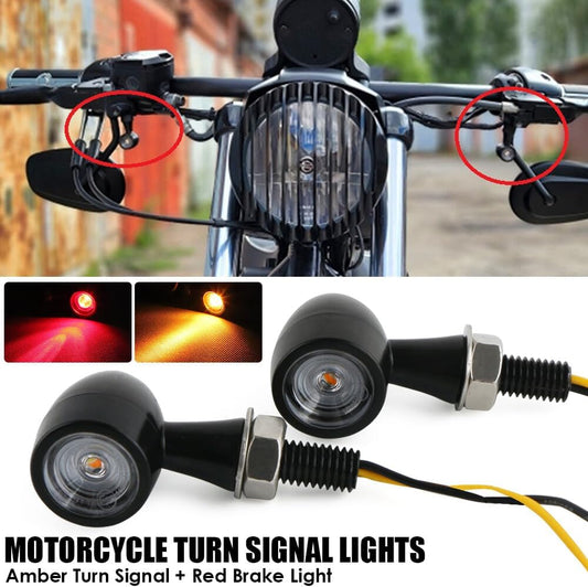 ya 4 8.14 2 Pack Black Motorcycle LED for Mini Turn Signal Brake Light Flashing Amber + Red Light 