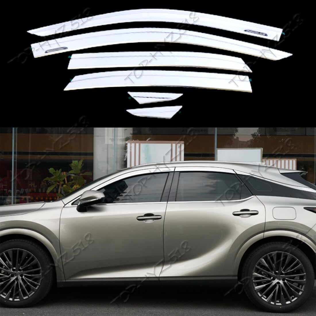ya 6 8.24 baidi for Lexus RX 350 500h 2023-2024 Chrome Window Visor Vent Shade Sun Rain Guard 6X