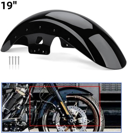 ya 23 10.7 baidi 19'' Vivid Black Front Fender for Harley Touring Street Glide Road King 2014-'23a