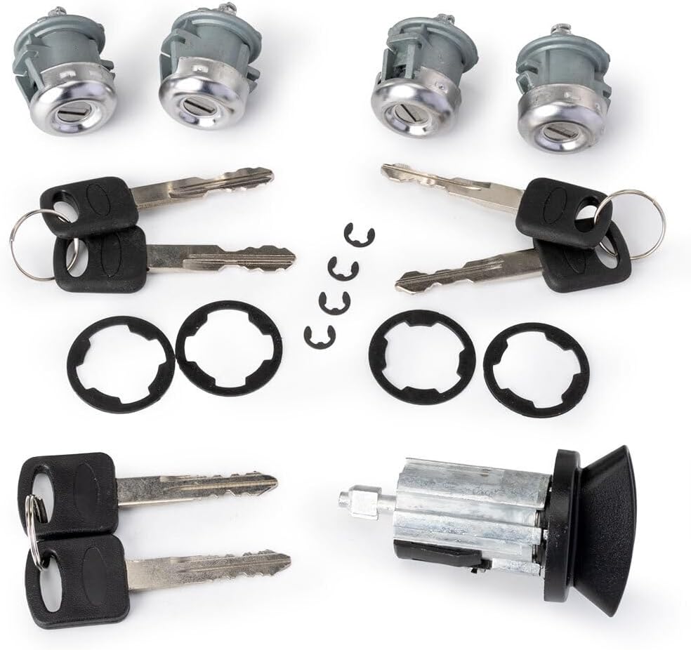 ya 11 9.14 baidi703369 Ignition Cylinder & 4 Door Lock Set for Ford E Series Van E150 E250 E350