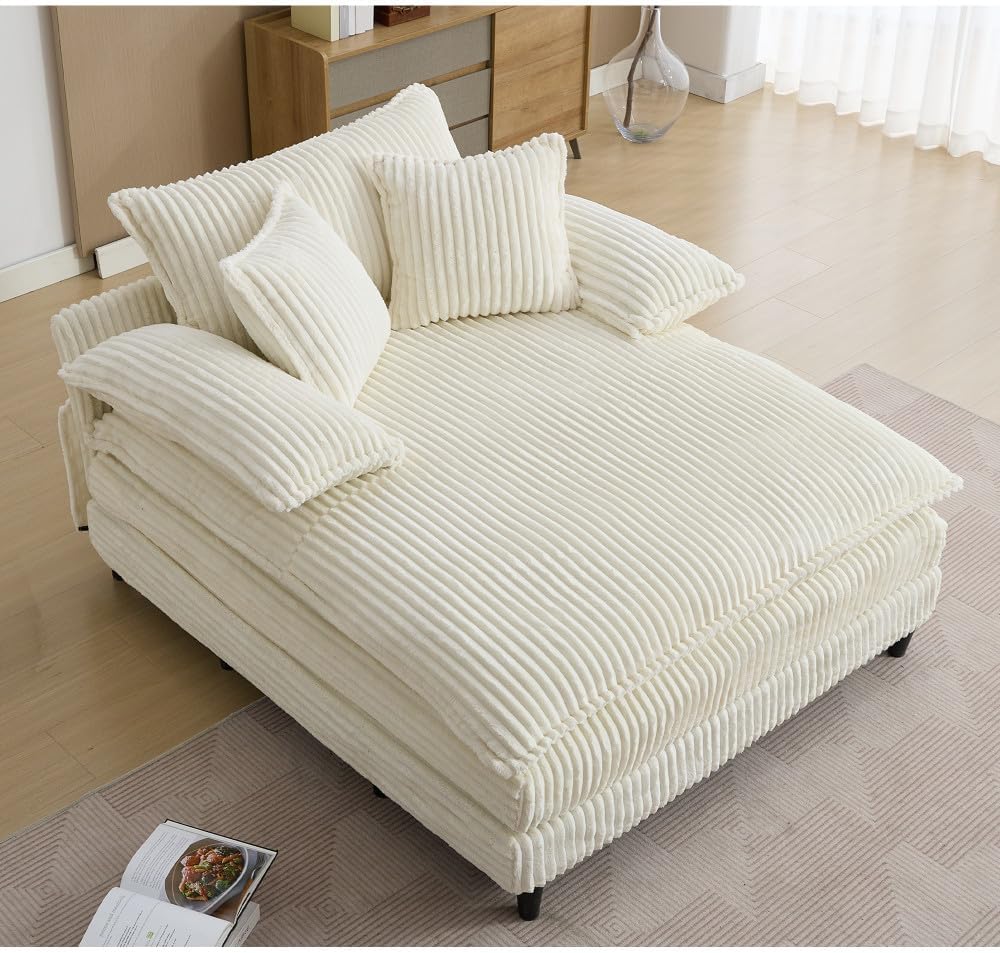 ya 28 10.13 baidi For Living Room 54.75W Chaise , 4-Gear Adjust, 2 Pillows, Beige Sofa Bed