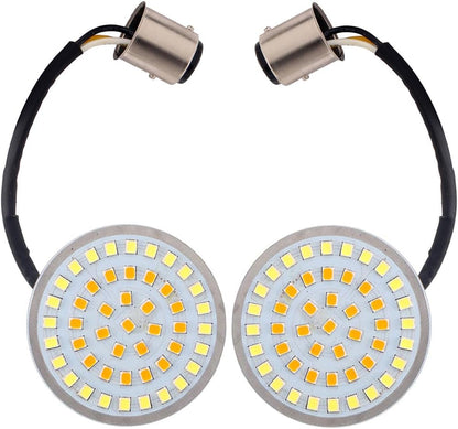 ya 4 8.14 2 Inch 1157 LED Turn Signal Motorcycle Flasher Light + Smoke Lens for Harley Davidson 