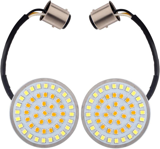 ya 4 8.14 2 Inch 1157 LED Turn Signal Motorcycle Flasher Light + Smoke Lens for Harley Davidson 