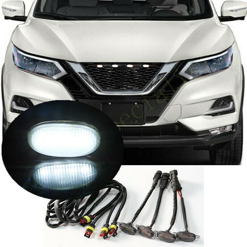 ya 13 9.15 baidi 4pcs Smoke Front Grille White LED Light Raptor Style for Nissan Rogue Sport