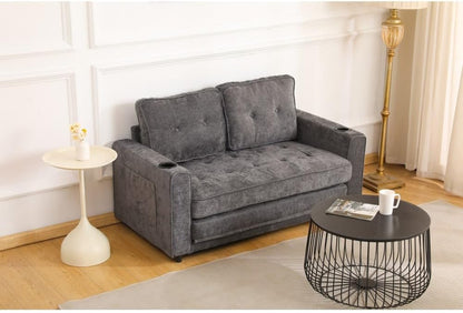 ya 28 10.13 baidi Dark Gray 55 3-Fold Convertible Futon Sleeper Sofa ¨C Velvet Linen Fabric