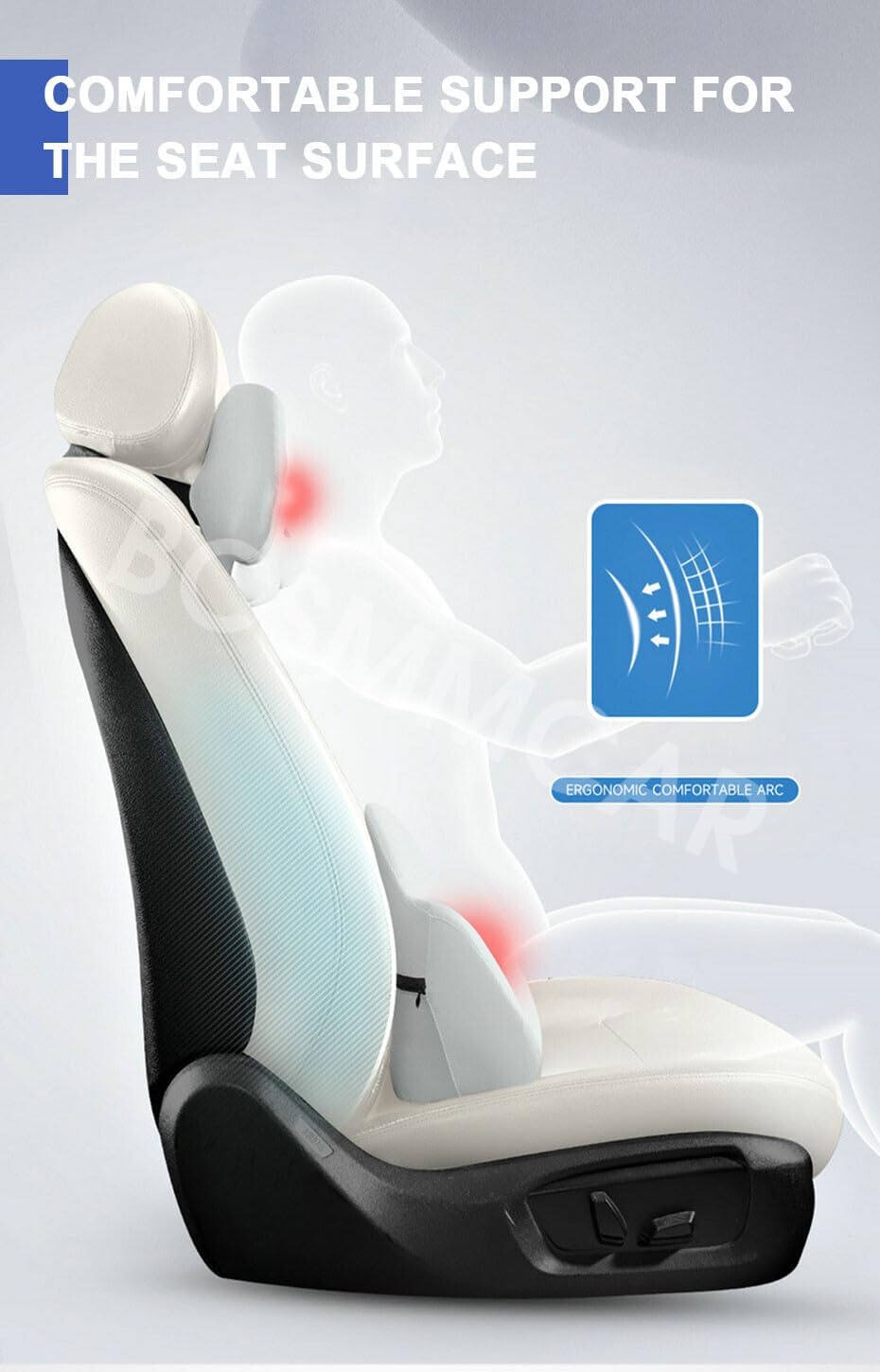 ya 6 8.24 baidi Memory Foam Lumbar Support Cushion Back Pillow Car Home Office Chair Pad Gray