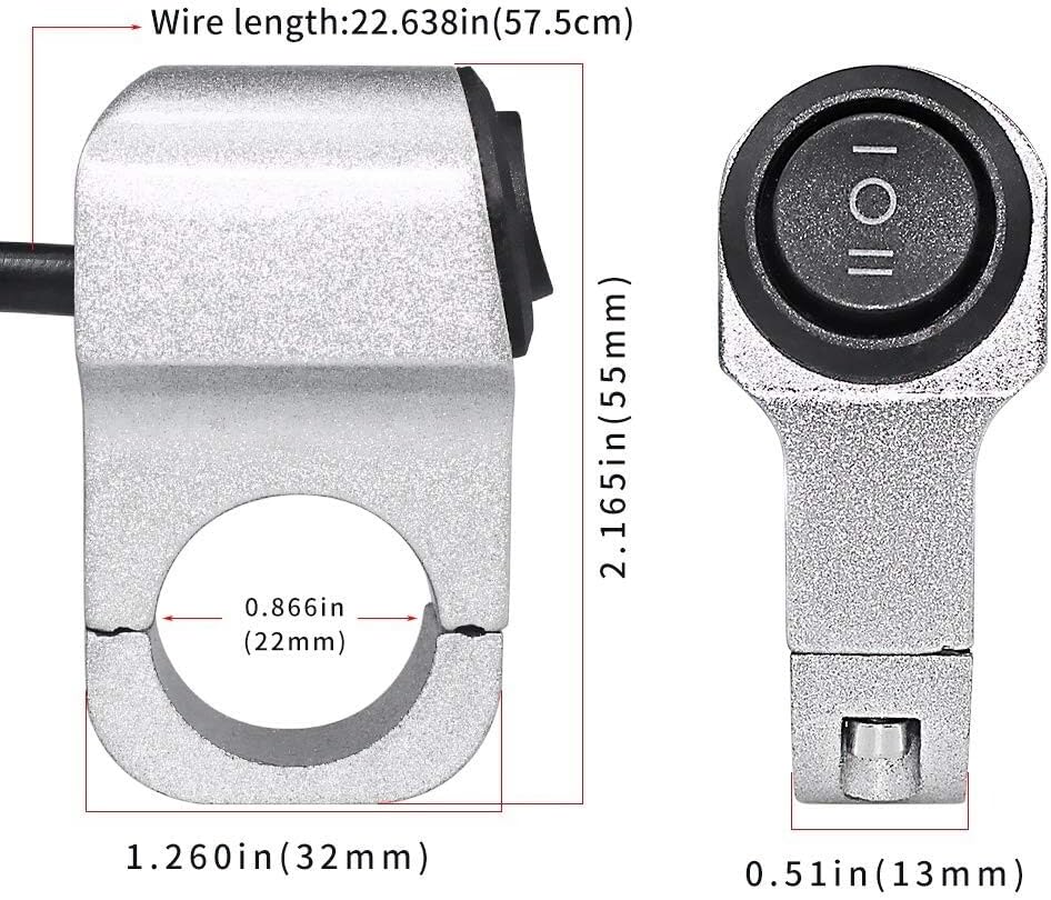 ya 4 8.14 Handlebar Light Switch On/Off/One Button CNC Alu for Mini um Fog Light Switch ATV 12V
