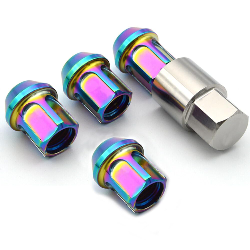 ya 5 8.10 Open Ended Wheel Locking Anti Theft Bolt M12 Titanium Alloy Set (4 Bolts+1 Key)