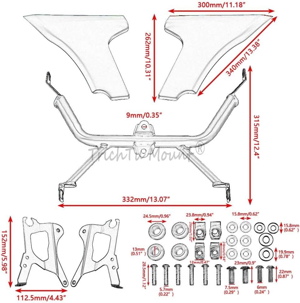 ya 23 10.7 baidi Side Fairing Panel Support W/Bracket Kits Fit for Harley CVO Road Glide Upgrade