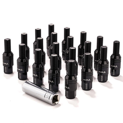 ya 10 9.16 baidi 20x M12x1.25 Wheel Lug Bolt 28mm Shank Cone for SEAT Stud for Most Aftermarket Black