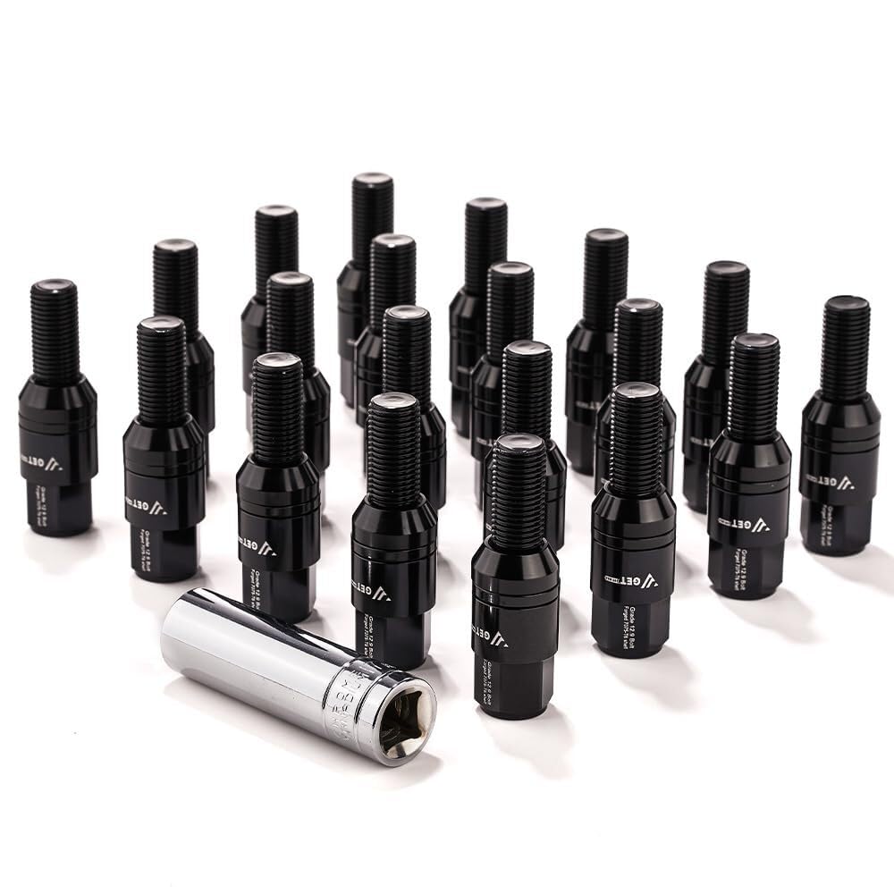 ya 10 9.16 baidi 20x M14x1.5 Wheel Lug Bolt Set 28mm Shank Ball for SEAT Studs for Audi for VW for for Benz Black