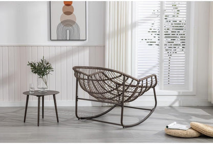 ya 28 10.13 baidi Rattan Rocking Padded Cushion Rocker Recliner Grey