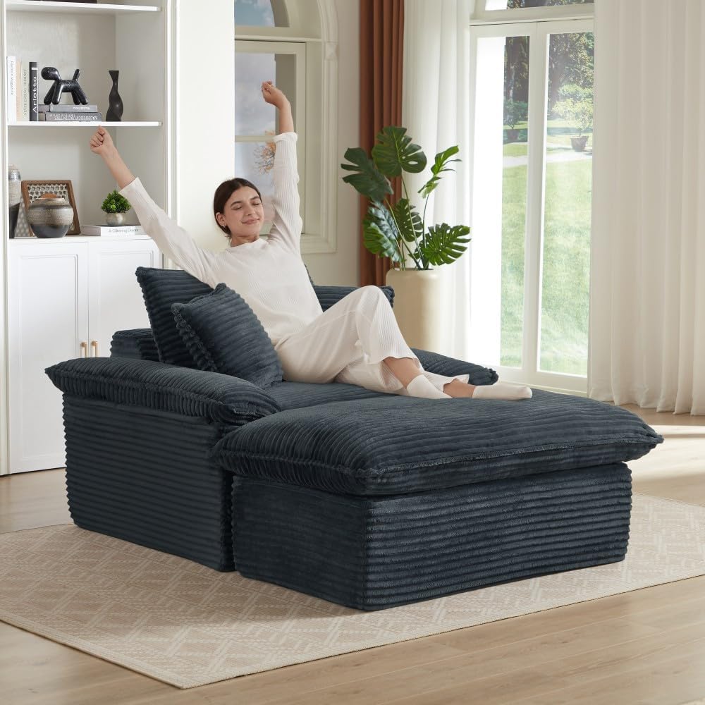 ya 28 10.13 baidi 51.97 Modern Dark Gray Single Seat Sofa ¨C Cushioned Compression, Footrest