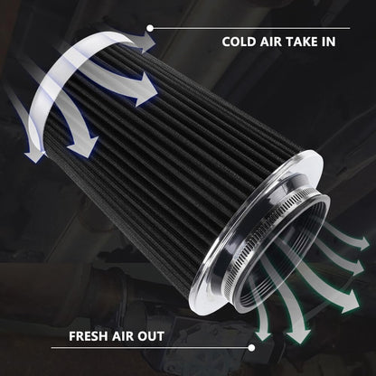 ya 13 9.15 baidi 3 3.5 4 Cold Air Intake Filter Inlet 3 Sizes in 1 9 Tall Black Universal