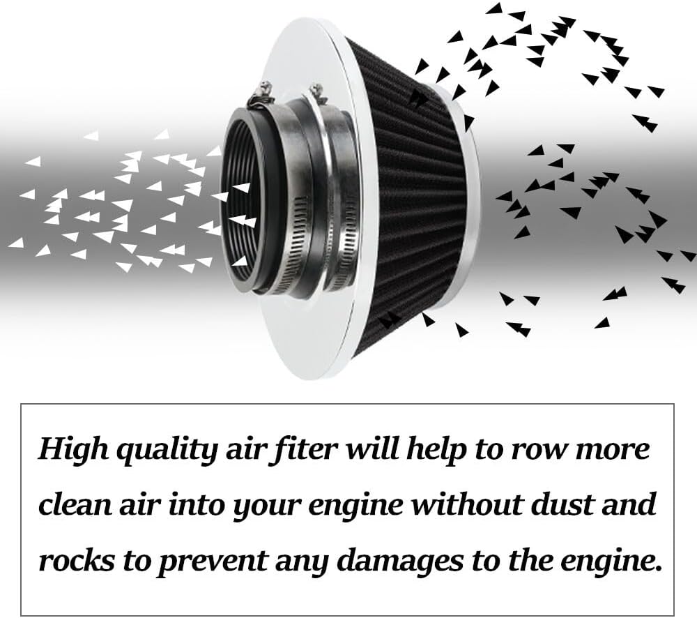 ya 13 9.15 baidi 3 76mm Mushroom Head High Flow Dry Air Filter Cold Air Intake Black Air Filter
