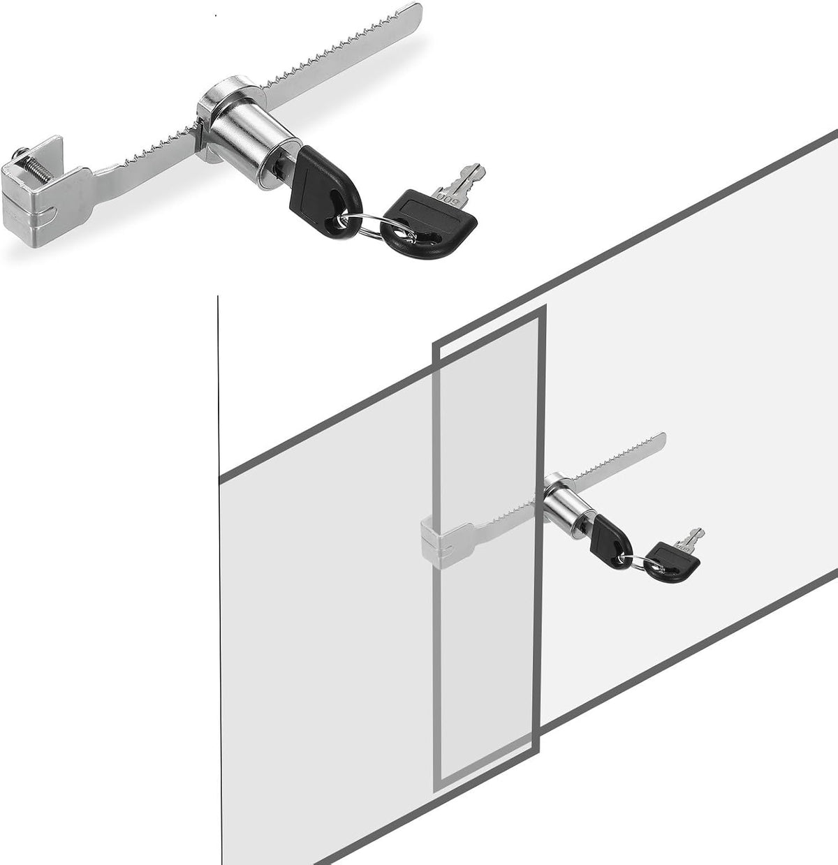 ya 26 10.21 baidi Sliding Glass Door Lock, 8 Pcs Keyed Alike Showcase Lock No Drill, Silver Tone