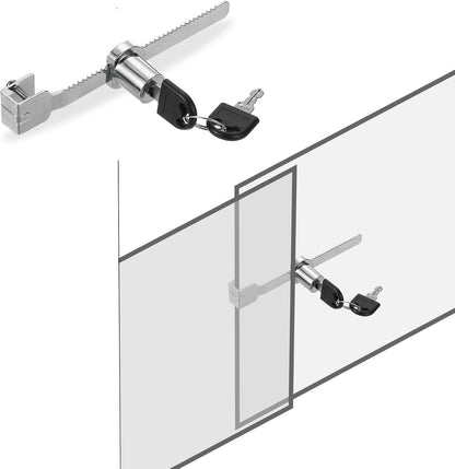 ya 26 10.21 baidi Sliding Glass Door Lock, 8 Pcs Keyed Alike Showcase Lock No Drill, Silver Tone