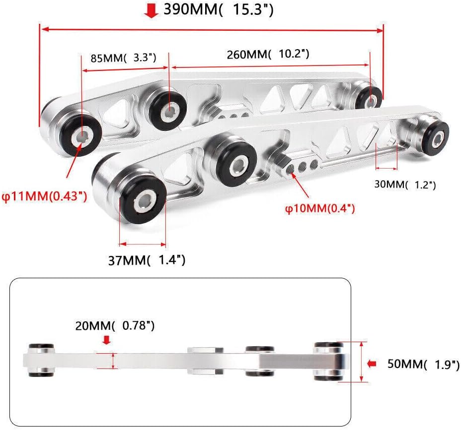 ya 13 9.15 baidi Silver Pair Rear Lower Control Arm for 88-95 CRX 94-01 Integra