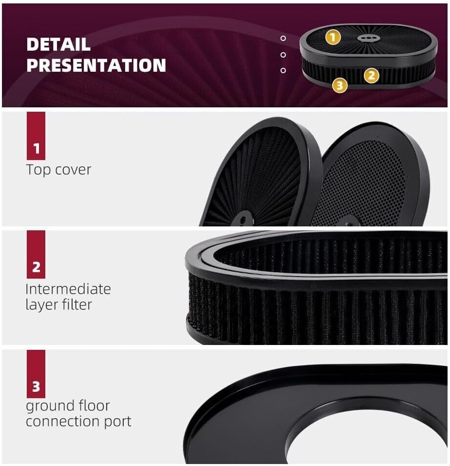 ya 13 9.15 baidi BK 12 Oval Full Finned Air Cleaner Washable Filter For 5-1/8 Carburetors Demon