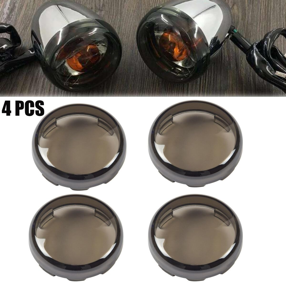 ya 4 8.14 4-Pack Smoke Turn Signal Lens Covers for Harley Road Glide Sportster Softail 