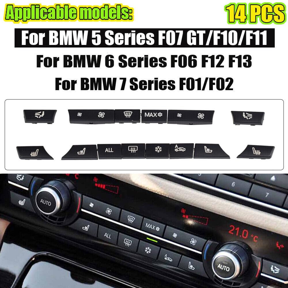 ya 8 8.24 baidi 14pcs Button Key Cap Repair Kit Air Conditioner Heater Switch for BMW 5 6 7 Series F10 F01 F12