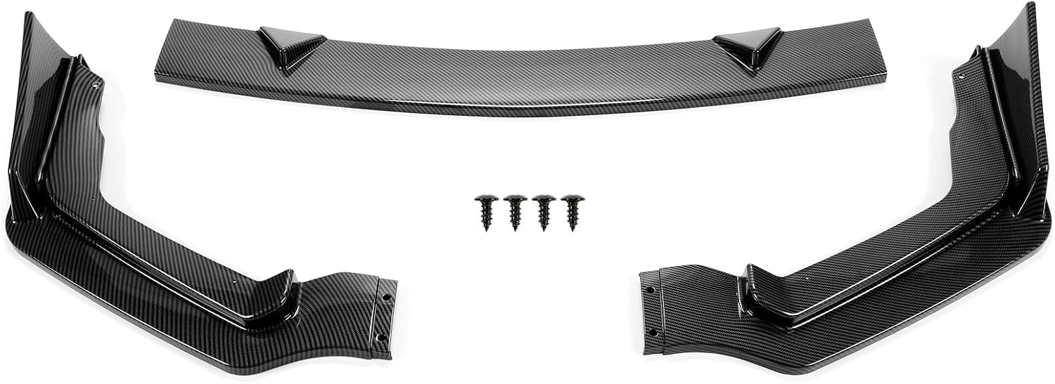 ya 2 8.15 For 14-17 for Infiniti Q50 Sport 4DR Carbon Fiber Style 3PC Front Bumper Lip Spoiler