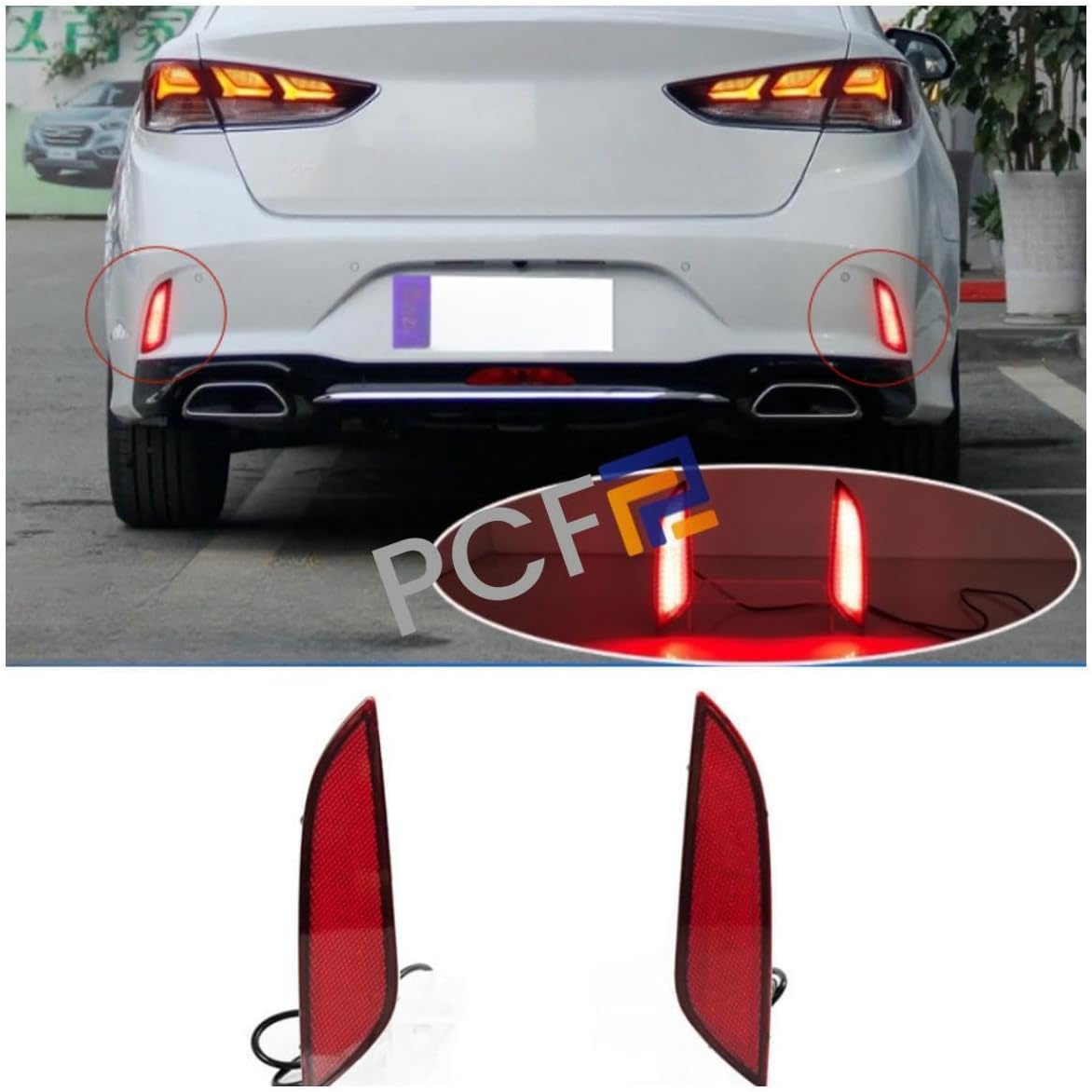 ya 4 8.8 For 2018 2019 for Hyundai Sonata LED Rear Bumper Reflector Brake Tail Fog Light Lamp