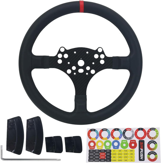 ya 4 8.8.2 SIMPUSH 13 Inch MOD Steering Wheel Modification Wrapped with Cowhide for PXN V10