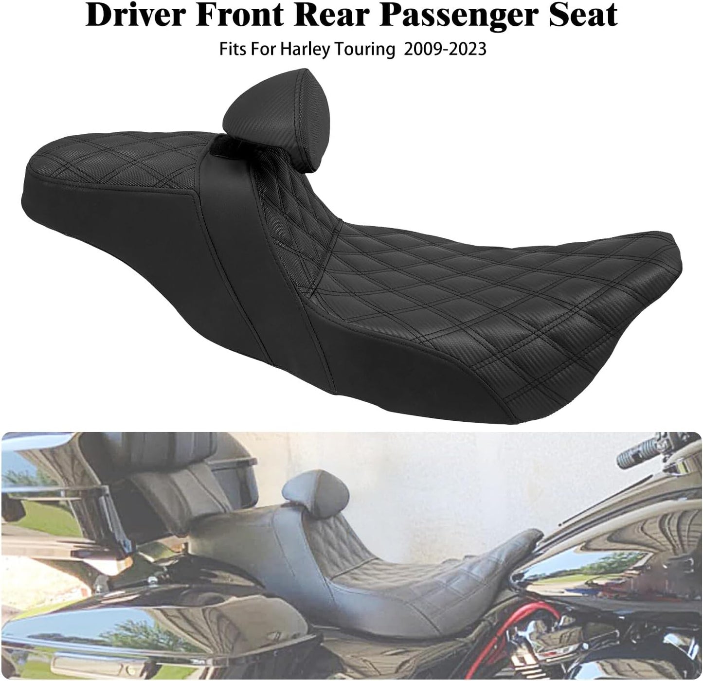 ya 5 8.24 baidi Driver Passenger for SEAT w/Backrest for Harley Touring Street Road Glide 2009-2023