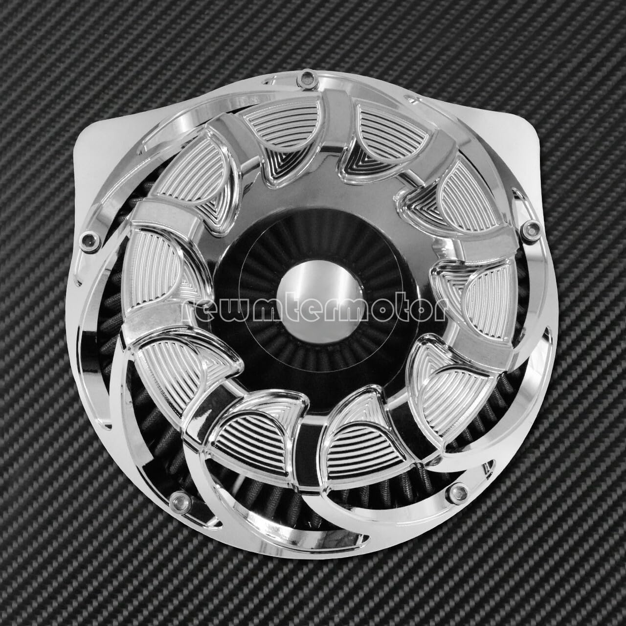 ya 5 8.10 Spiral Chrome Cut Air Cleaner Intake Filter Fit for Harley Touring 2000-07 Dyna