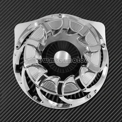 ya 5 8.10 Spiral Chrome Cut Air Cleaner Intake Filter Fit for Harley Touring 2000-07 Dyna