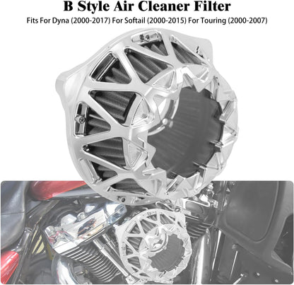 ya 5 8.10 Chrome Cross Air Cleaner Filter for Harley Touring Road Electra Glide 2000-2007
