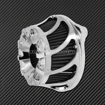 ya 5 8.10 Spiral Chrome Cut Air Cleaner Intake Filter Fit for Harley Touring 2000-07 Dyna
