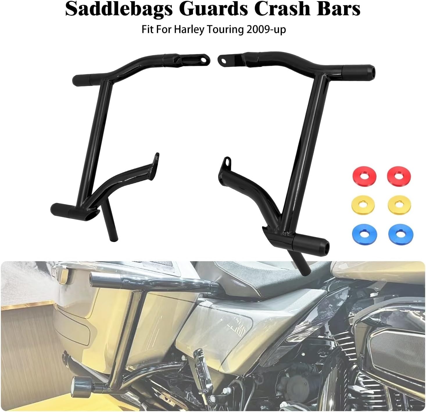 ya 5 8.24 baidi Rear Saddlebags Guards Crash Bars for Harley Touring Electra Street Glide 09-25