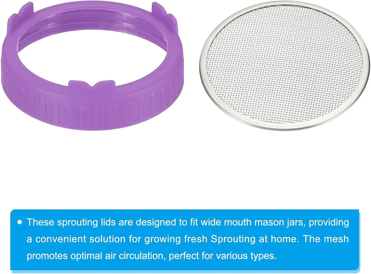 ya 14 9.20 baidi Sprouting Lids for Jar, 2 Pcs Stainless Steel Mesh Wide Mouth Cap Lids Purple-1