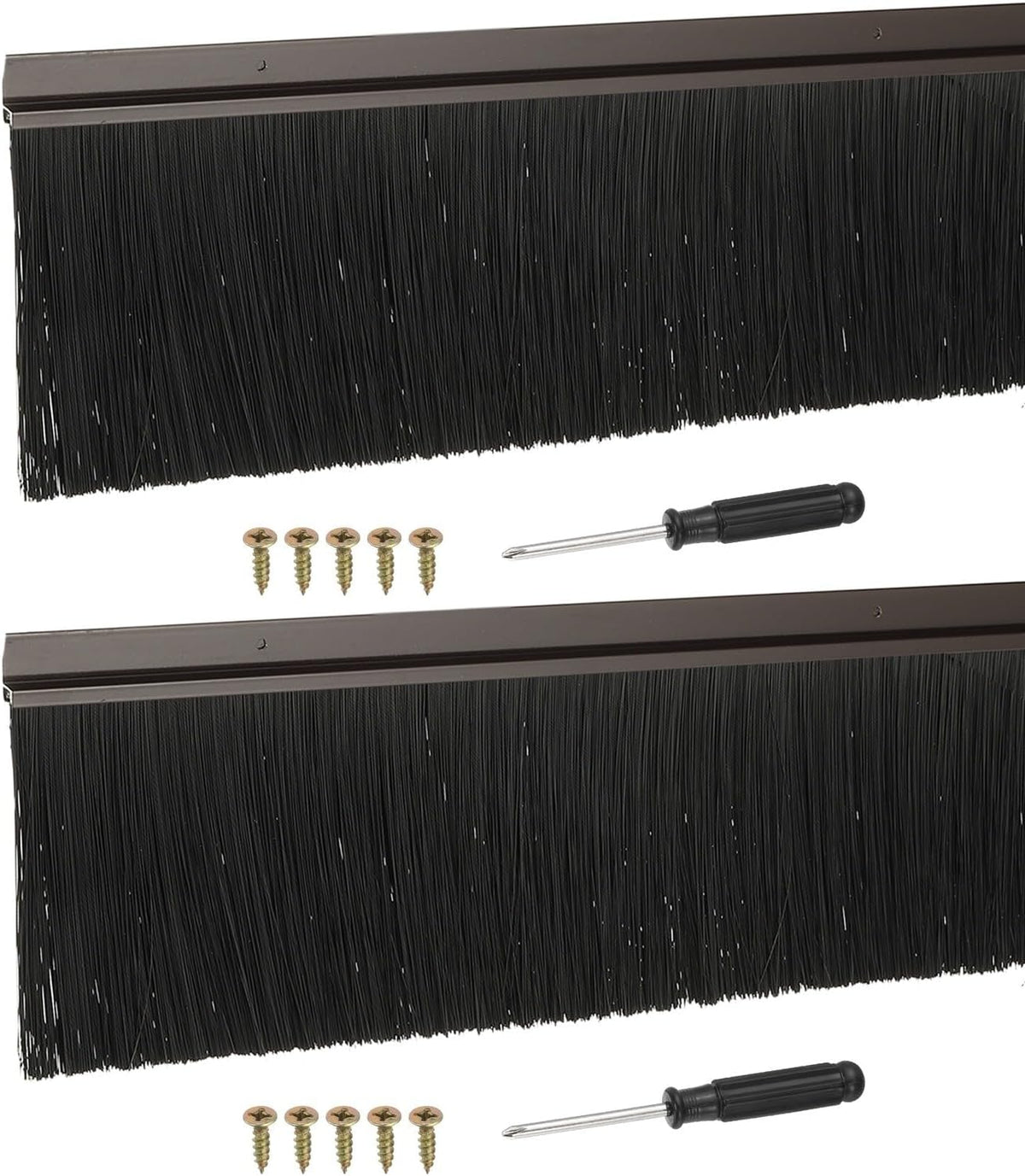 ya 26 10.21 baidi Door Sweep Brush Sweeps 3.1 Black PP Brush 39L x 4.1W -H-Shape(2 Pcs, Brown)