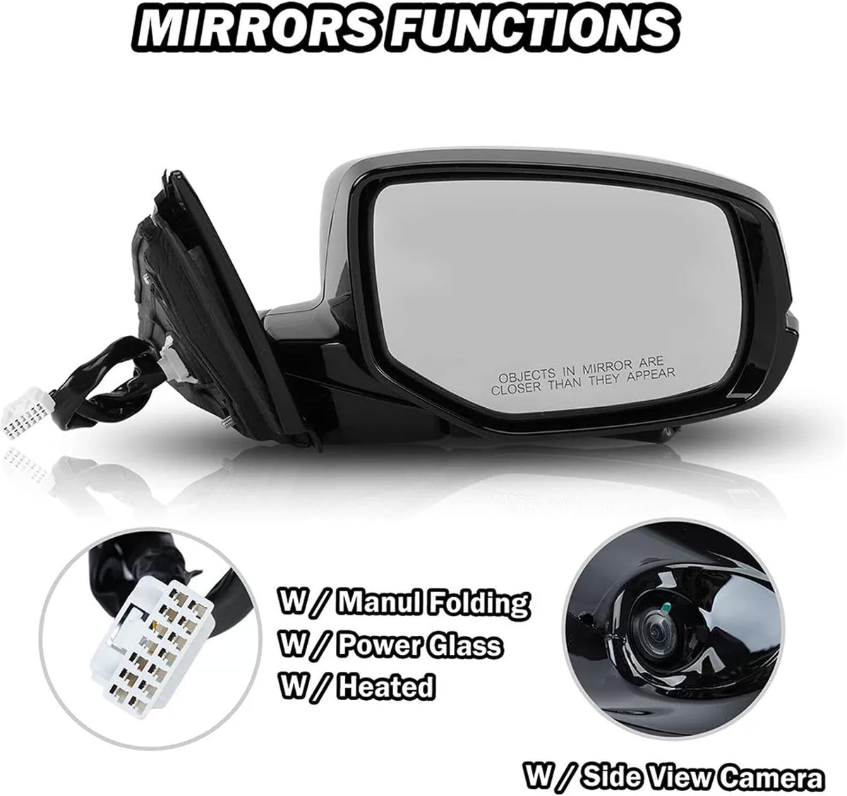 ya 11 9.14 baidiPassenger Right Side Mirror Heated Camera, Suitable for Honda for Accord Sedan 2013-2015-
