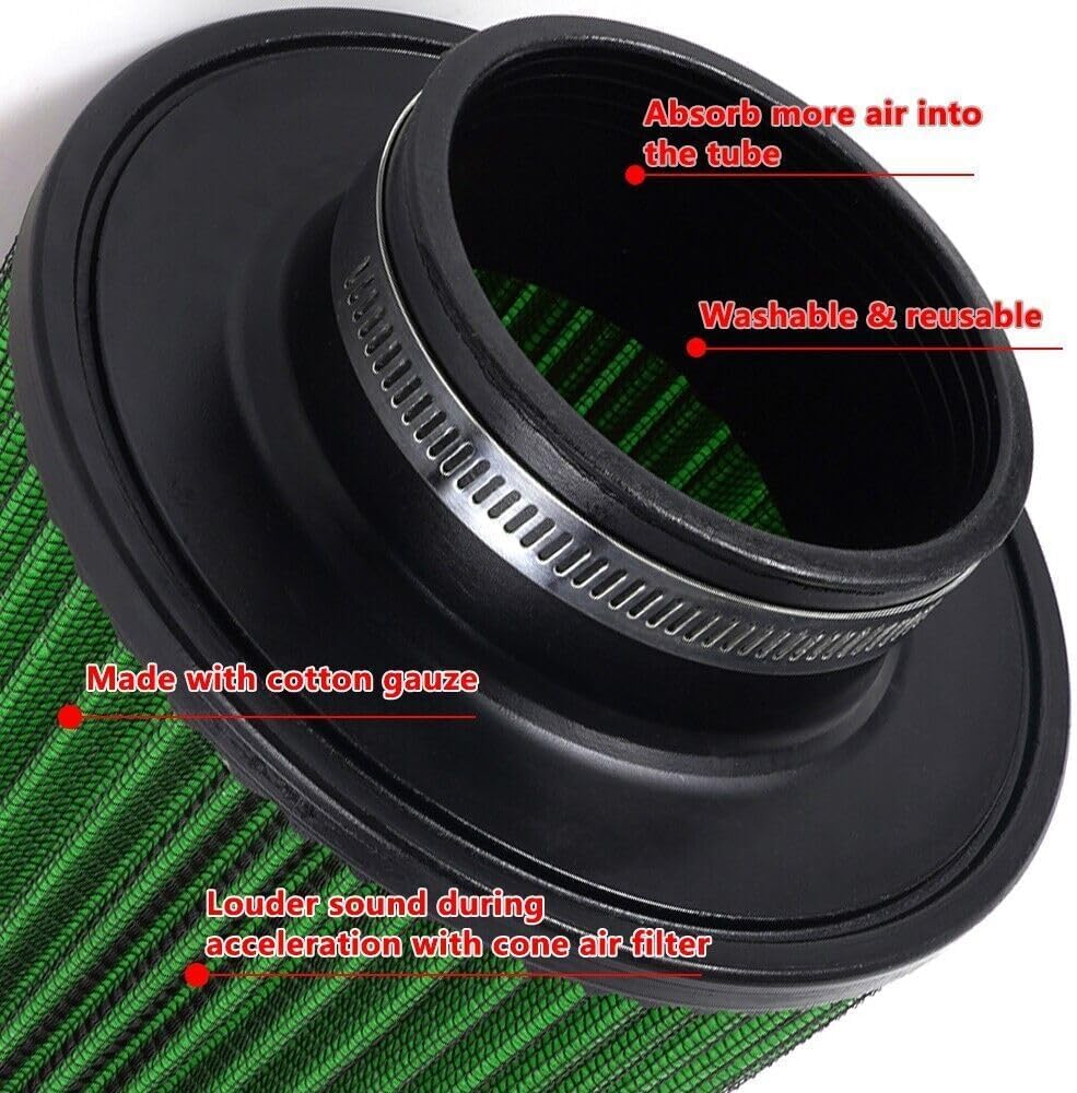 ya 13 9.15 baidi Green 3 76mm High Flow Inlet Cold Air Intake Cone Replacement Dry Air Filter